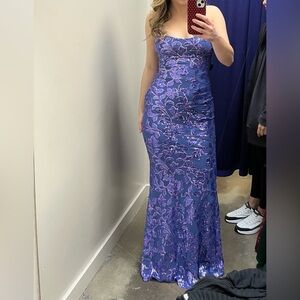 Purple Floral Lace Form-fitting Prom Dress, New with tags